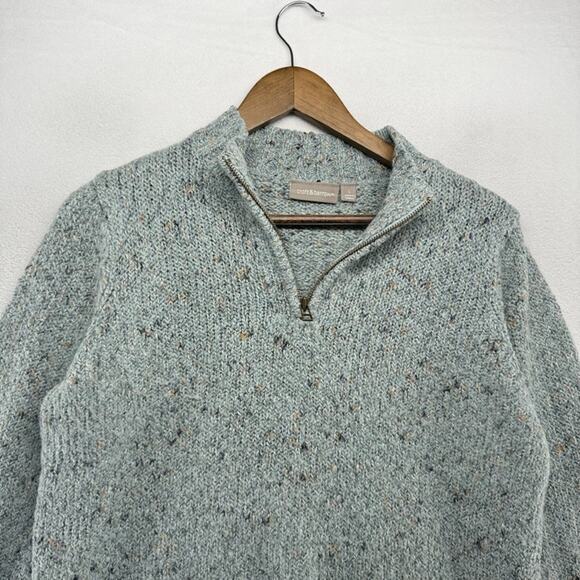 Vintage Croft Barrow Sweater Womens Large Blue Knit 1/4 Zip Grandma Cottage Crop - Picture 3 of 12